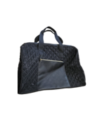 Quilted Black Travel Duffel Bag Unisex Large Lightweight Soft Carry Tote - $28.00
