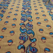 VTG Afghan Knitted Blanket Handmade Throw Quilt Multicolor 68x50 Paisley Design - £75.71 GBP