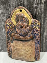 Signed Art Pottery Wall Match Holder Strike Hearth Cupid Cherub Brown Gold  - £65.05 GBP