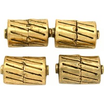 Bali Barrel Antique Gold Plated Beads 17mm 16 Grams 3Pcs Approx. - £5.43 GBP