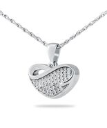 Sterling Silver Gleaming Crystal Heart Pendant/Necklace Cremation Urn fo... - $102.50
