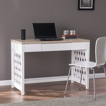 43" Natural And White Writing Desk With Three Drawers - $12,848.57 MXN