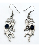 Vintage Silver Tone Southwestern Kokopelli Dangle Pierced Earrings - $13.86