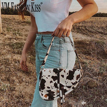 Designer Milk Cow Print Bag Small Saddle Cow Print Crossbody Handbags For Women  - £21.57 GBP