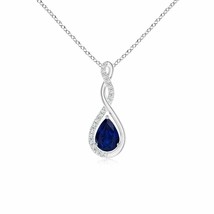 Authenticity Guarantee 
ANGARA Twisted Infinity Floating Blue Sapphire Drop P... - £730.86 GBP