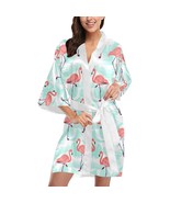 Flamingo Pastel Short Kimono Robe Bridal Bridesmaid Wedding - $80.34 CAD
