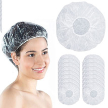16 Disposable Shower Caps Clear Elastic Plastic Home Hotel Bath Hair Shower Cap - £17.29 GBP