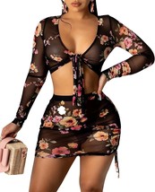 Ruched Skirt and Mesh Cover up Set - $50.39