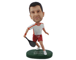 Custom Bobblehead Strong Male Tennis Player Going For The Win - Sports &amp; Hobbies - £69.98 GBP