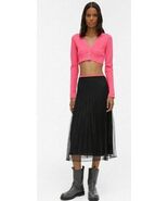 Helmut Lang Sheer Mesh Black &amp; Pink Pleated Skirt sz XS NWT $405 - €119,35 EUR