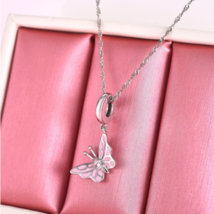 925 Sterling Silver Pink Butterfly Charm for Bracelet (Necklace Included) - $367.96 MXN