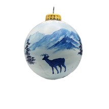 Vintage Christmas Ornament Ball Blue White Hand Painted SIGNED P Kline West Germ - £18.03 GBP