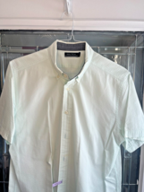 Nautica Men’s Button Up Seersucker Shirt Sz L Pastel Light Mint Green 80s - £11.44 GBP