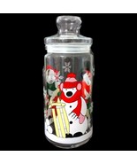 Christmas Snowman Glass Jar LARGE Apothecary Polar Bears Vtg 90s Candy W... - £17.90 GBP