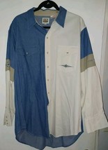 Men&#39;s Shirt Denim Ely Cattleman Long Sleeve Pearl Snap Embroidered 2XL - $25.00