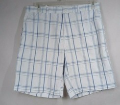 NWT Champions Tour Men&#39;s White &amp; Blue Plaid Golf Shorts Size 34 - $24.74