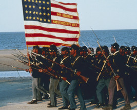 Glory Regiment Marching On Beach Holding American Flag 16X20 Canvas Giclee - £55.74 GBP