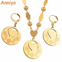 Anniyo Heart Pendant Earrings Color Beads Necklaces Jewelry sets for Women Hawai - £18.97 GBP