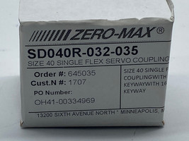 Zero-Max SD040R-032-035 Single Flex Servo Coupling, Size 40 15mm Bore  - $38.50