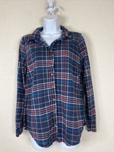 Bobbie Brooks Womens Size M Blue Plaid Button Up Shirt Long Sleeve - $11.30