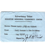PAUL REVERE &amp; The RAIDERS 1967 Ticket Stub Kingston Memorial Ctr August ... - $12.50