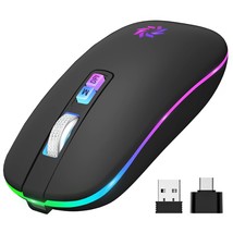 Led Wireless Mouse Silent Bluetooth Mouse 2.4G Rechargeable Wireless Computer Mo - £15.97 GBP