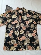 Cooke Street Shirt Medium Black Gold Rust Floral Button SS Hawaiian Aloha Mens  - £21.32 GBP