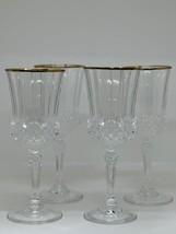 VTG Set Of 4 Crystal Wine Glasses With Gold Rim Home Bar Ware Decor MCM - $24.71