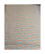 Vtg Baby Blanket Afghan Crochet Scallop Edge Trim Variegated Handcrafted... - $19.75
