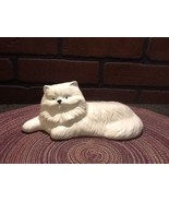 White Porcelain Cat Figurine - Persian - Vintage - $8.85