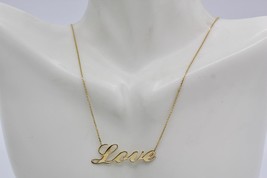 Midas 14K Yellow Gold Thin Chain Cursive &quot;Love&quot; Tag Necklace 18&quot; Long 2.2 Grams - £183.56 GBP