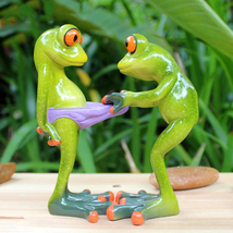 3D Miniature Frog Statue Figurine Handpainted Crafted Animal Sculpture  - £24.04 GBP