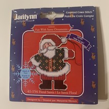 Janlynn Counted Cross Stitch Ornament Kit Fun w Santa 41154 Floral Quick... - $7.24