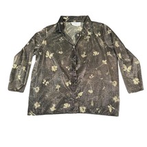 Giorgio Fiorlini Shirt Womens Plus Bronze Brown Floral Sheer Blouse Coastal - $24.99
