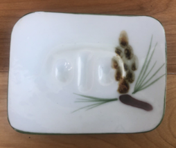 Nice Sheepscot River Pottery Pine Cone Rectangular Soap Dish Discontinued!  - £21.89 GBP