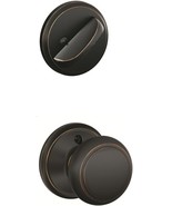 Schlage F59 AND 716, Andover Interior Knob with Deadbolt Handleset, Aged... - $22.68 CAD
