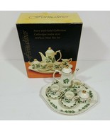 Mini Christmas Teaset 10 Pc Holiday Holly Porcelain Gold Small Creamer S... - £15.05 GBP