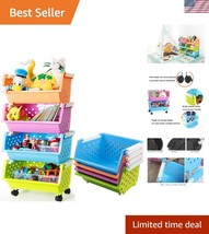 Brightly Colored Wheeled Toy Bins - 4 Compartment Kids&#39; Storage Solution - $89.99