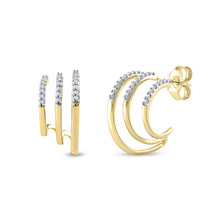 10k Yellow Gold 1/6Ct TDW Diamond Multi Piercing Look J Hoop Claw Earrings - £399.17 GBP