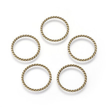 10 Ring Charms Antiqued Bronze Linking Rings Textured Pendants Large Rin... - $4.94