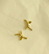 14ct Solid Gold Kiss-Knot Stud Earrings  14K Au585 dainty, delicate fine jewelry - £80.40 GBP