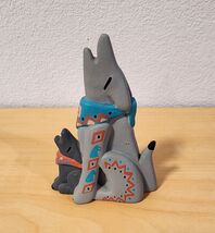 VTG Southwest Heritage Hand Painted Clay Coyote Figurine 3" Tall Folk Ar... - $19.31