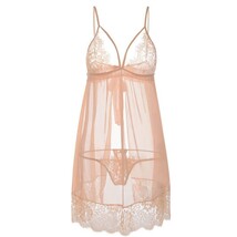 Lacy Cage Strap Babydoll Nightie Set - $15.40