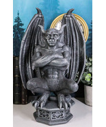 Ebros 12&quot;H Gothic Horned Bulldog Gargoyle W/ Large Wings Crouching On Pe... - $44.99