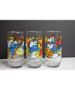 Vintage 1983 Smurfs Set of 3 Collector Glass Cups Handy, Clumsy, &amp; Harmony - £11.67 GBP