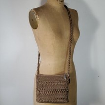 Lina Crossbody Bag Taupe Crochet Braided Purse Shoulder Strap Beach Boho - £17.73 GBP