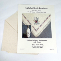 Vtg Alphabet Bottle Bandanna Cross Stitch Pattern With Fabric 216 - $564.18 MXN
