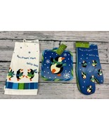 Holiday Bed Bath &amp; Beyond Penguin Kitchen Accessories Towel Pot Holder O... - $22.76