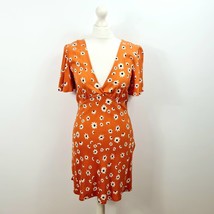 Stradivarius - NEW - V-Neck Mini Tea Dress - Orange - Small - $22.28