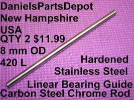 x2 420 X 8mm Carbon Steel Chrome Rod Precision Linear bearing Guide Rail Shaft - £9.43 GBP